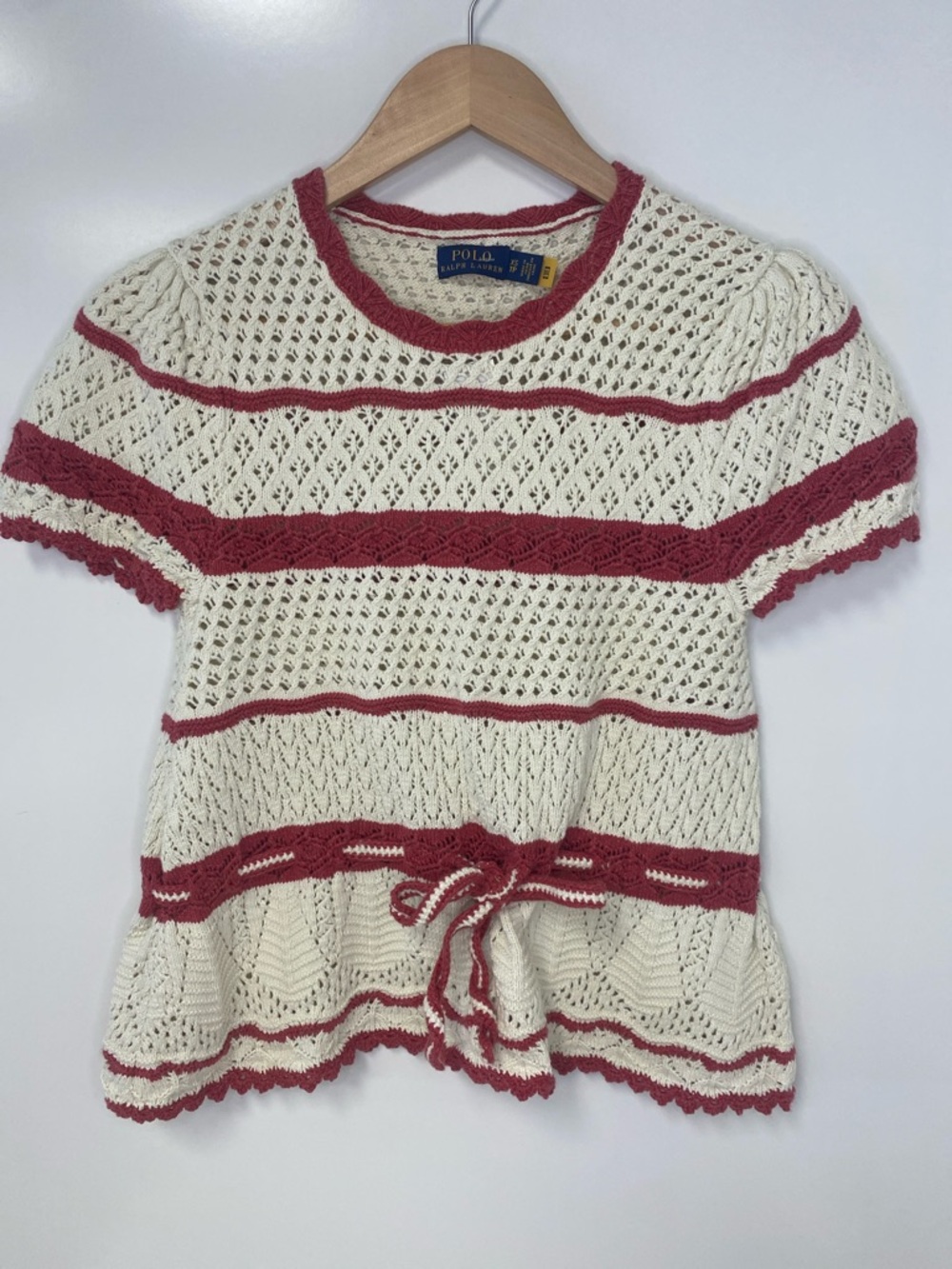Ralph Lauren Cream and Dusty Rose Open Knit Sweater